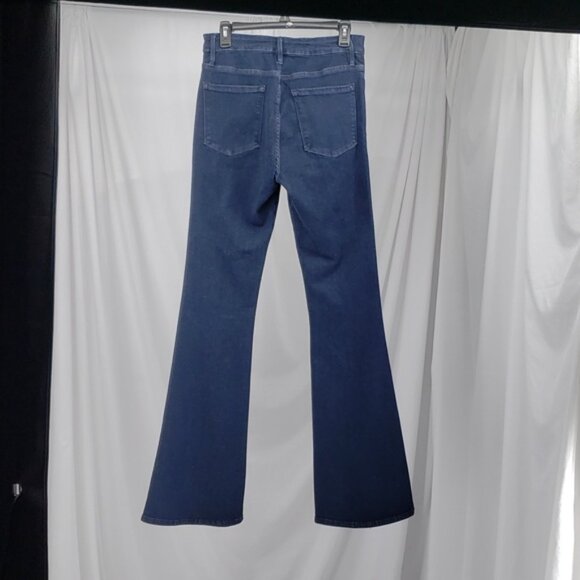 FRAME Women Le One Flare Jeans Keller Blue Stretch Denim Mid Rise Split 2 - Picture 8 of 14